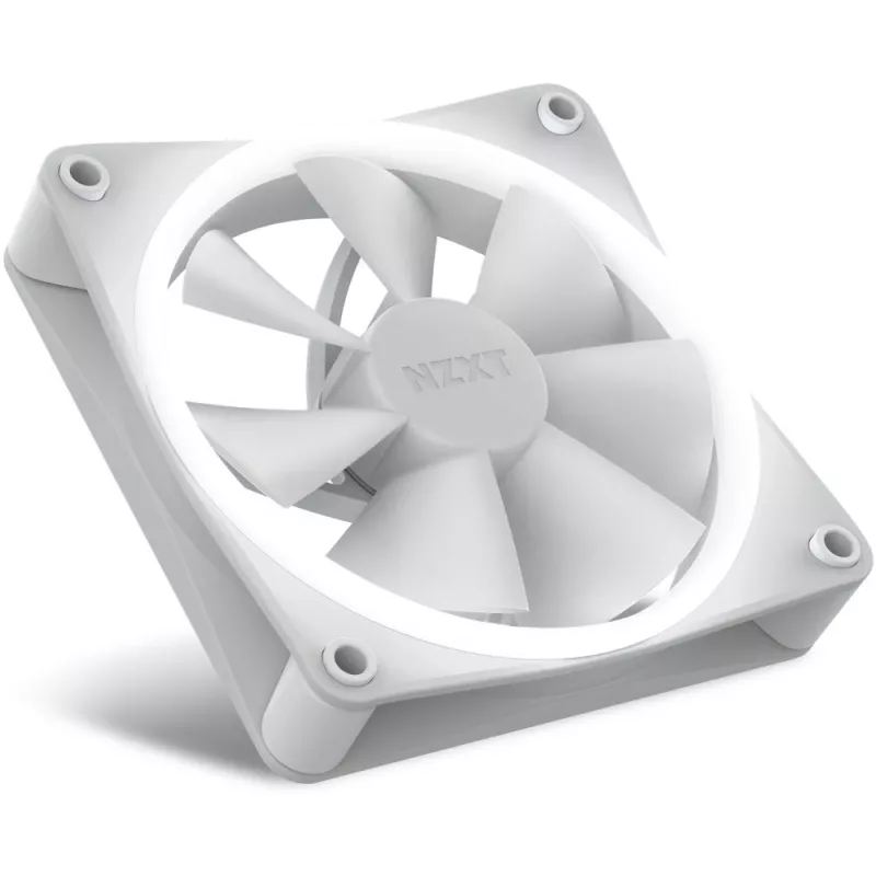 Ventilador de carcasa NZXT F120 RGB 120 mm blanco, 4 pines, 1800 rpm, 50,18 CFM, 18 LED