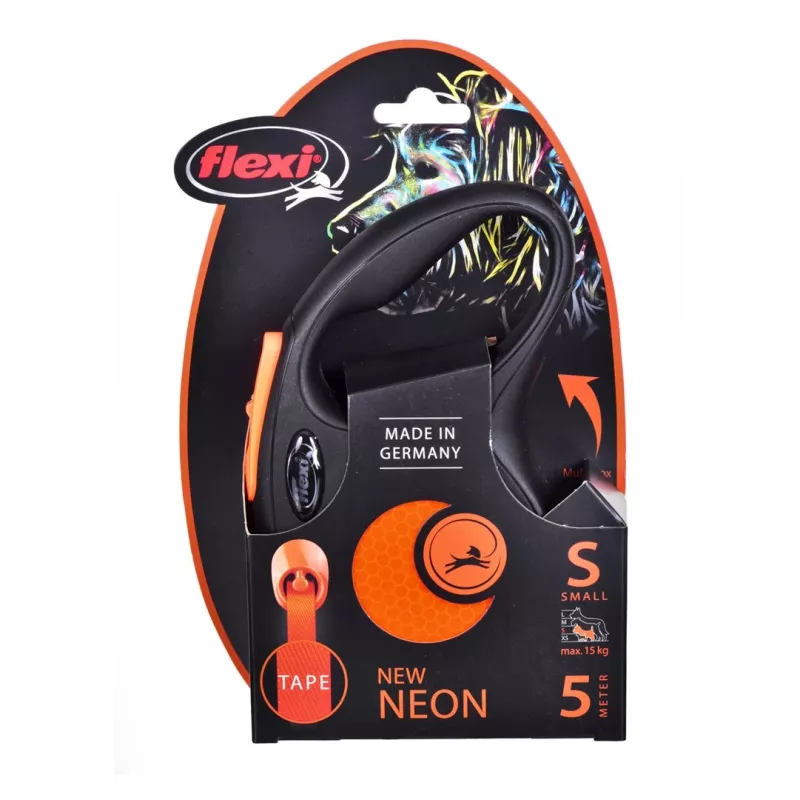 FLEXI Neon S - correa retráctil - 5 m