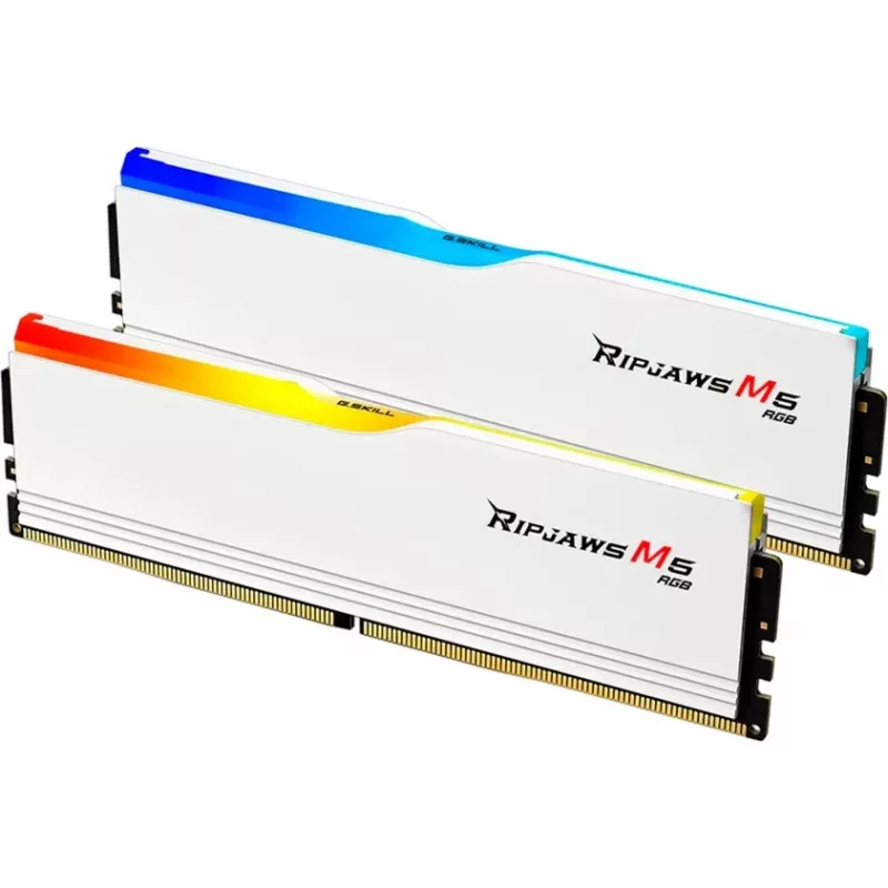 DIMM 64 GB DDR5-6000 (2x 32 GB) Dual-Kit, memoria RAM blanca, F5-6000J3040G32GX2-RM5RW, Ripjaws M5 RGB, INTEL XMP