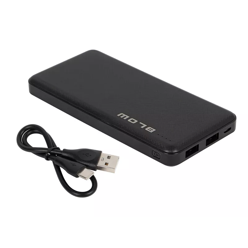 Powerbank portátil BLOW PB10A 10000mAh batería de polímero, 2 salidas USB-A, 22,5W de potencia total, entrada Micro-USB, negro