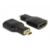 DeLOCK 65664 adaptador HDMI de alta velocidad con Ethernet, de HDMI Micro-D macho a HDMI-A hembra, 4K, negro