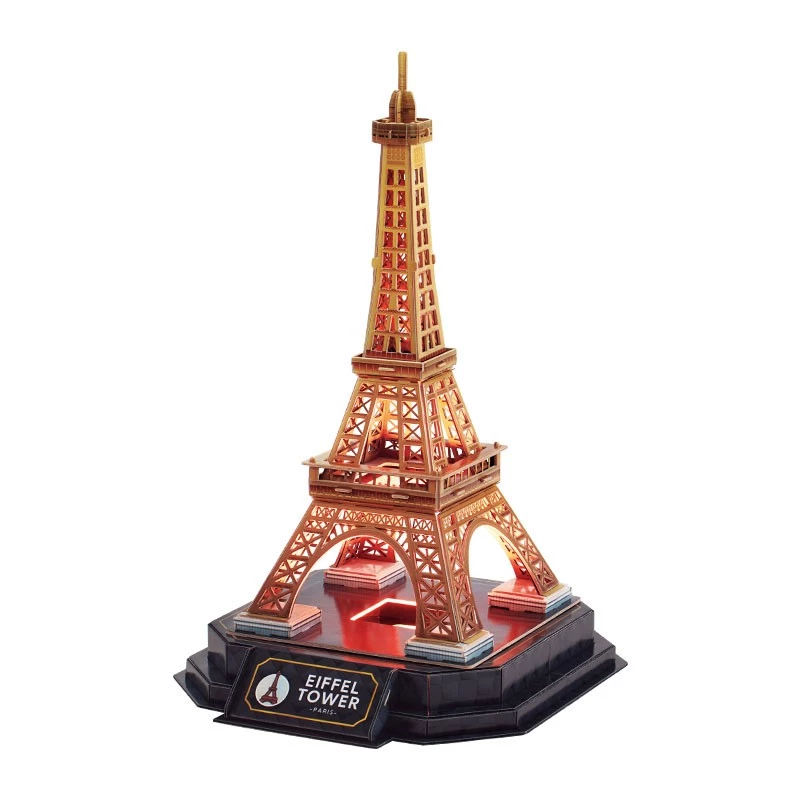 Puzle 3D Cubicfun Torre Eiffel Night Edition LED de cubicfun modelo 306-L534H – puzle arquitectónico 3D iluminado