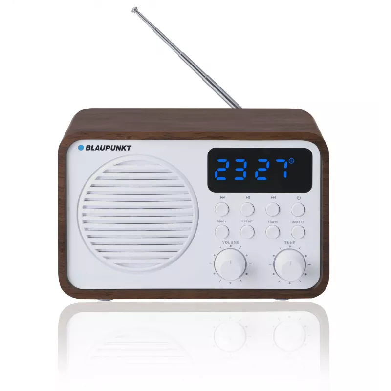 Radio portátil con Bluetooth y USB BLAUPUNKT PP7BT, color: marrón madera/blanco
