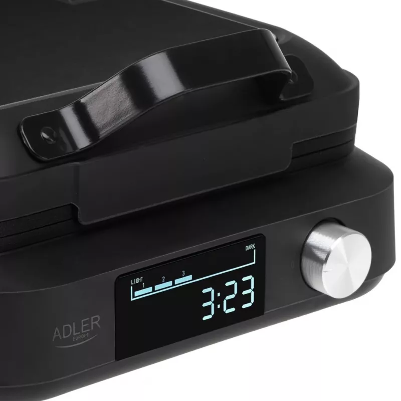 Gofrera Adler AD 3087 — gofrera eléctrica belga, 2200 W, 2 placas rectangulares 9×17 cm, negra