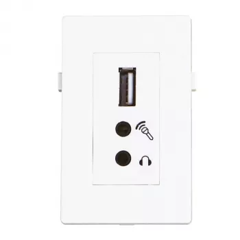Módulo USB2.0+2x minijack Garbot BN4900-USB A+2XJ Blanco 20 cm
