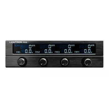 Controlador de ventiladores de 5,25 pulgadas Lamptron FC5 V2 negro — control PWM múltiple/manual de ventiladores, montaje en panel frontal