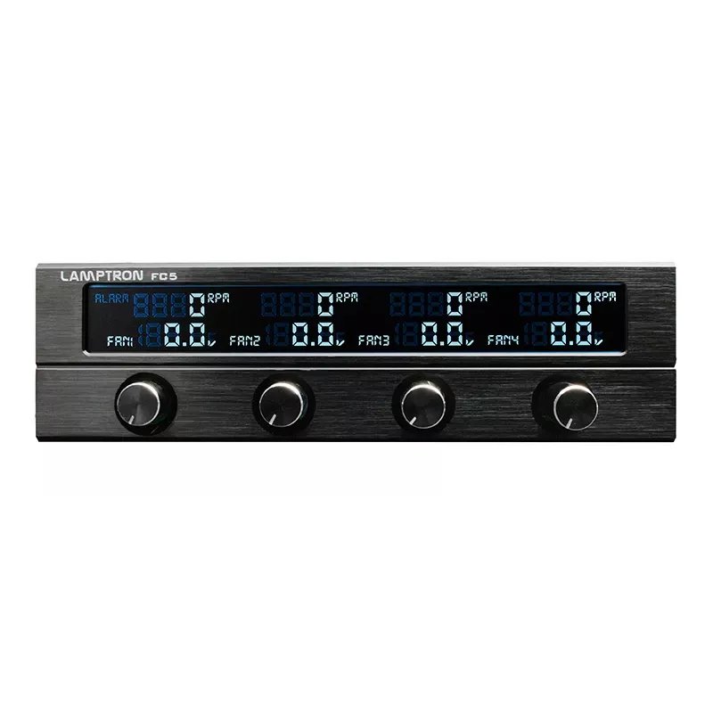 Controlador de ventiladores de 5,25 pulgadas Lamptron FC5 V2 negro — control PWM múltiple/manual de ventiladores, montaje en panel frontal