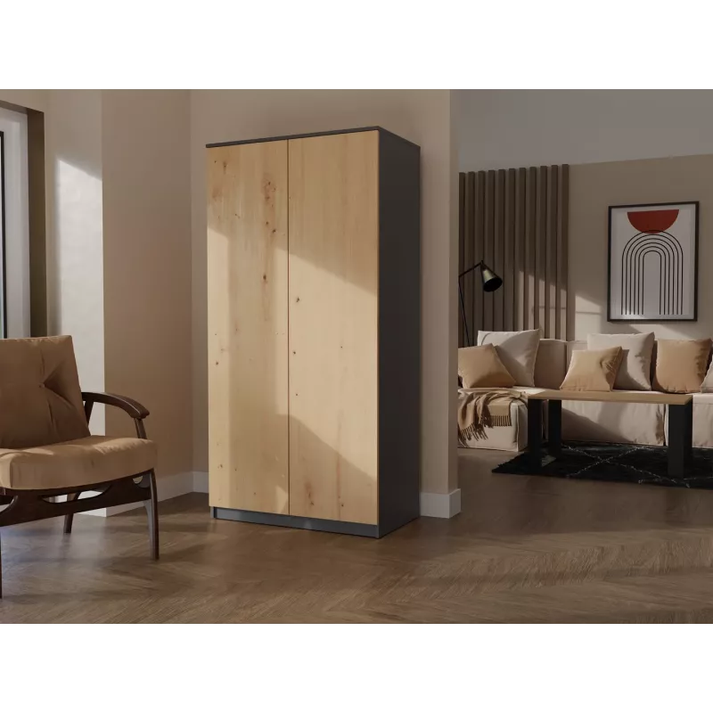Top E Shop SD-90 ANT/ART KPL armario para dormitorio, 2 puertas, 7 estantes