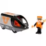 Tren de pasajeros BRIO 63604700 naranja-negro, set de tren de juguete de madera, compatible con vías BRIO