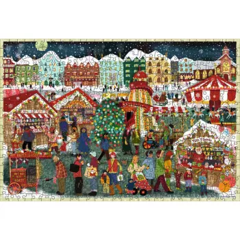 Puzle Ravensburger Wooden Puzzle Christmas Market — 500 piezas, puzle de madera