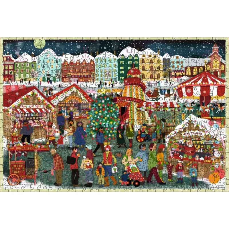 Puzle Ravensburger Wooden Puzzle Christmas Market — 500 piezas, puzle de madera