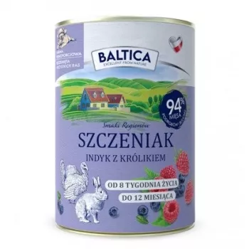 BALTICA Sabores regionales Cachorro Pavo con Conejo - Comida húmeda para perros - 400g