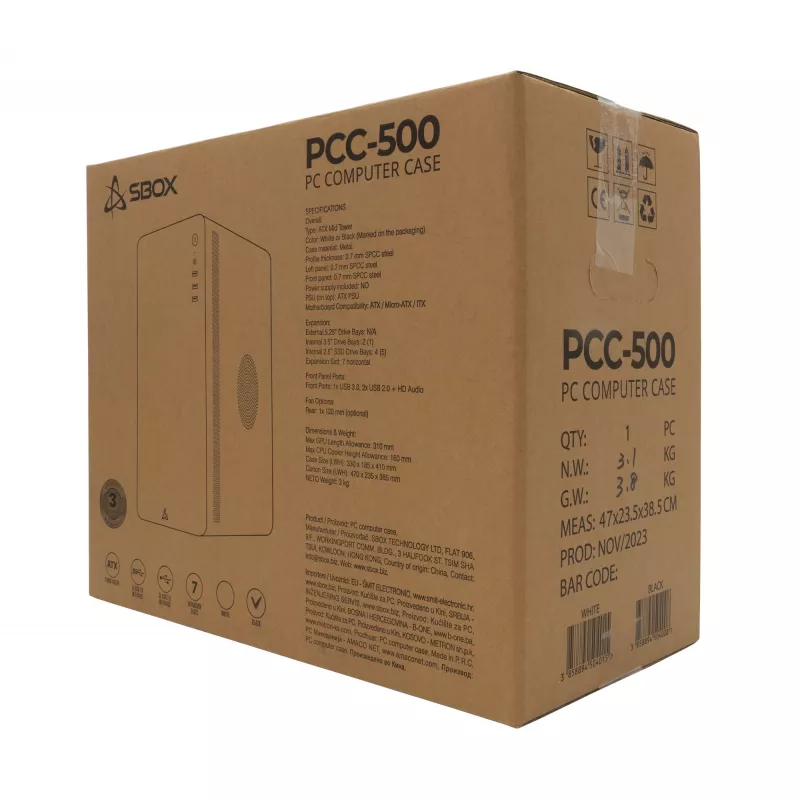 Caja de PC Sbox PCC-500 negra ATX