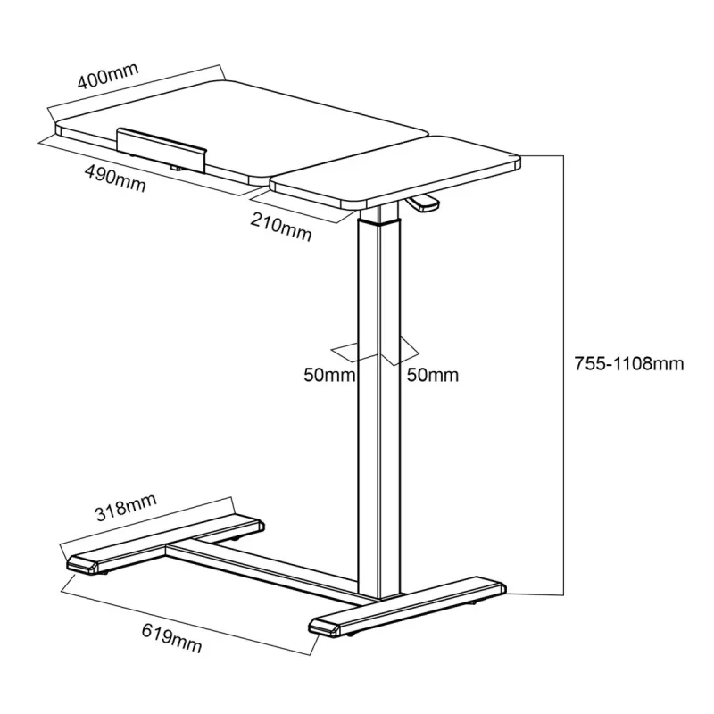 Soporte móvil de escritorio/portátil Maclean, blanco, altura ajustable 76-109 cm, máx. 30 kg, MC-120 W