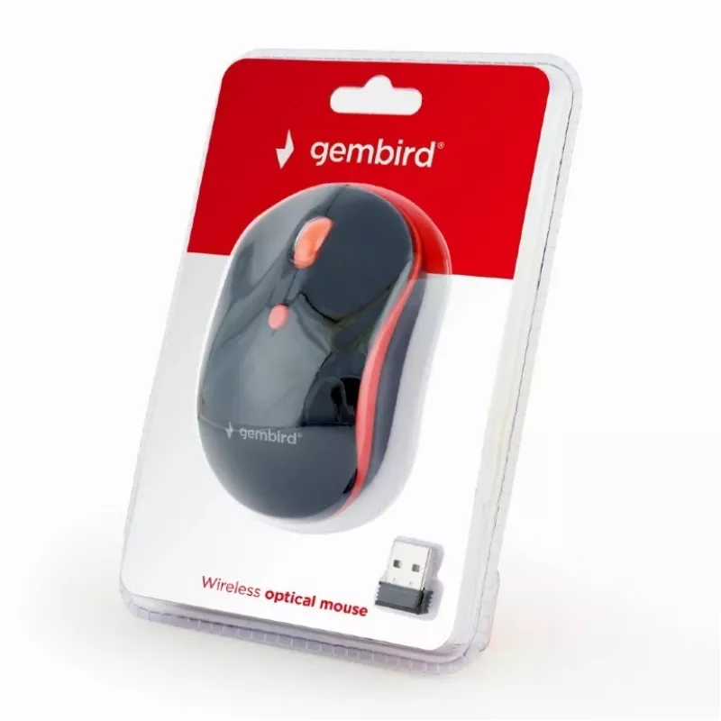 GEMBIRD ratón óptico inalámbrico MUSW-4B-03-R 1600 DPI nano USB negro-rojo