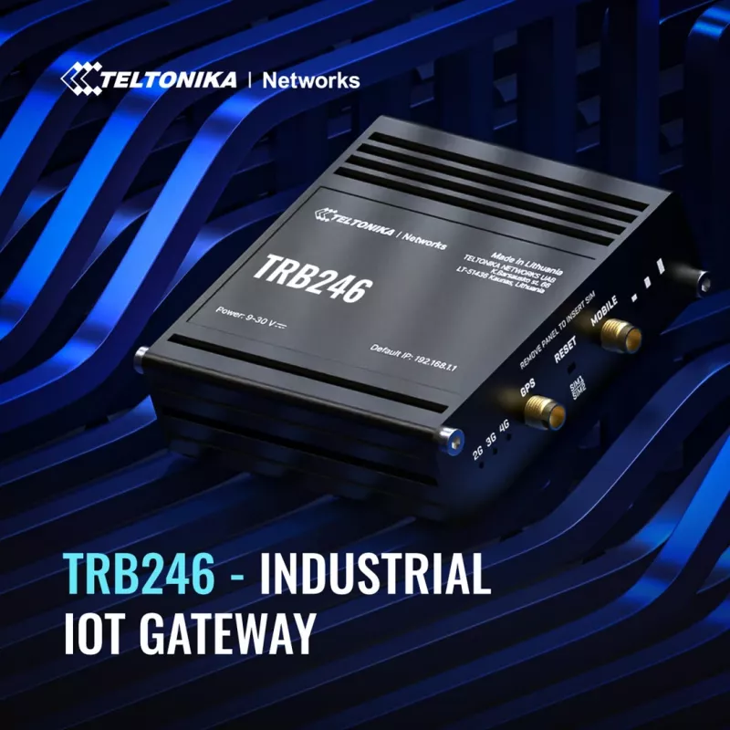Router industrial Teltonika, puerta de enlace IoT LTE TRB246 Cat 4, 1x RJ45 100Mb/s, IP30