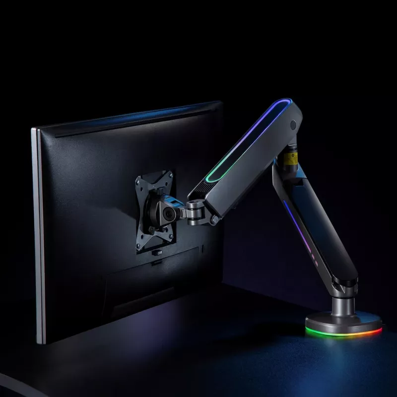 Soporte para monitor gaming NanoRS 17-32 con iluminación LED RGB soporte de mesa regulable en altura giratorio inclinable máx. 9 kg VESA 75x75 / 100x100