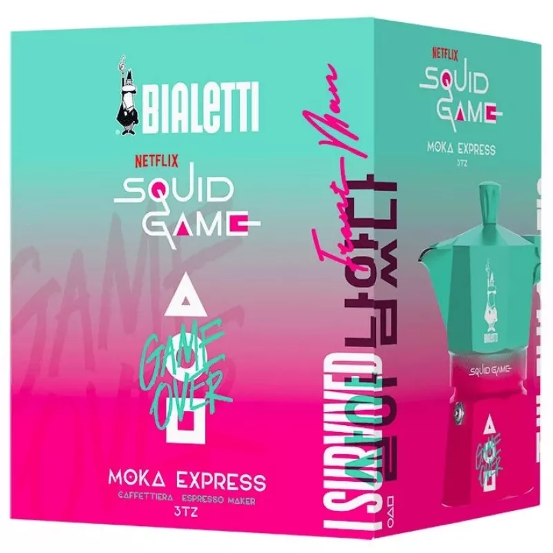 Bialetti Moka Express Squid Game colección de cápsulas - azul rosa