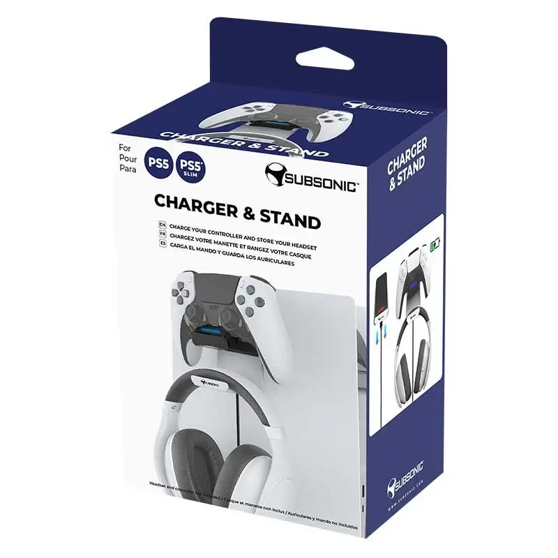 Estación de carga Subsonic SA5655 para mando de PS5 con soporte para auriculares