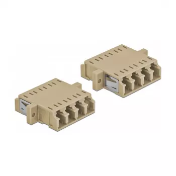 Adaptador de fibra óptica DELOCK LC hembra a LC hembra, beige, pack de 2