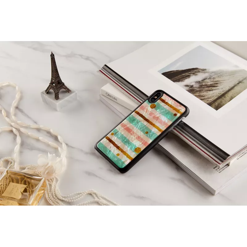 Funda protectora para smartphone iKins para iPhone XS Max — Pop Mint negra, carcasa rígida con bordes elevados