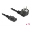 Cable de alimentación DELOCK 81567 CEE 7/7 (macho) 90° a IEC C13, 2 m, 3x1,00 mm