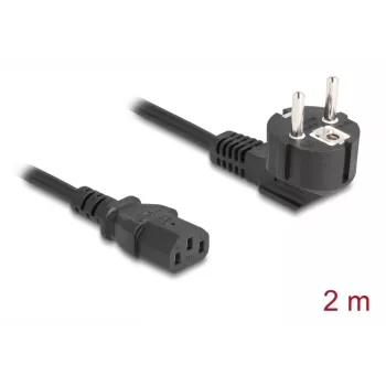 Cable de alimentación DELOCK 81567 CEE 7/7 (macho) 90° a IEC C13, 2 m, 3x1,00 mm