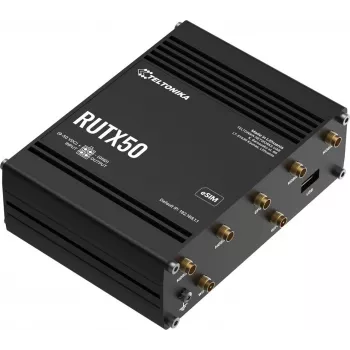 Router inalámbrico Teltonika RUTX50 — 5G, dual band 2.4/5 GHz, Wi‑Fi 5 (802.11ac), Gigabit Ethernet, 5 x RJ‑45, USB, negro