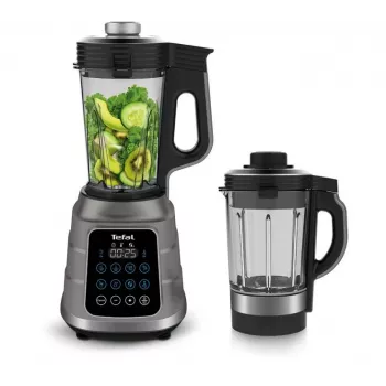 Batidora de vaso Tefal BL985A31 — 1300 W, jarra de cristal de 1,75 l + jarra Tritan de 2 l, cuchillas de acero inoxidable Trip'Ax de 6 hojas, función de batido al vacío