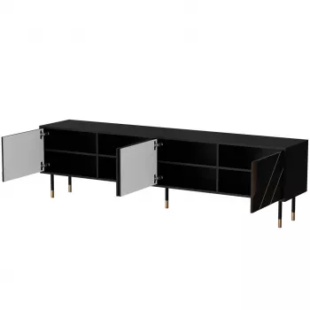 Mueble TV cama meble Cama 4D MOUNTAIN 2040×400×550 mm negro + dorado tablero de partículas superficie superior