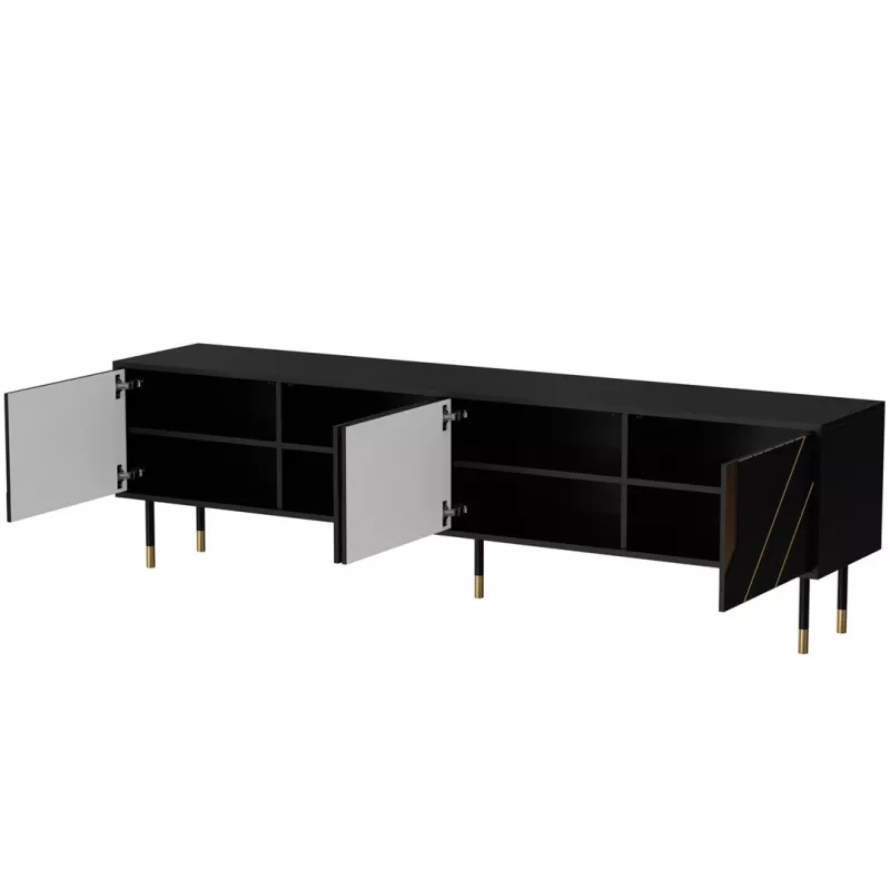 Mueble TV cama meble Cama 4D MOUNTAIN 2040×400×550 mm negro + dorado tablero de partículas superficie superior