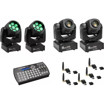 Set LED EUROLITE TMH-W63 TMH-S30 USB QuickDMX Easy Show — cabezas LED wash y spot controladas por DMX