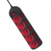 Alargador eléctrico MACLEAN MCE204 cable de 1,5 m, 5 tomas de CA, interior, negro/rojo