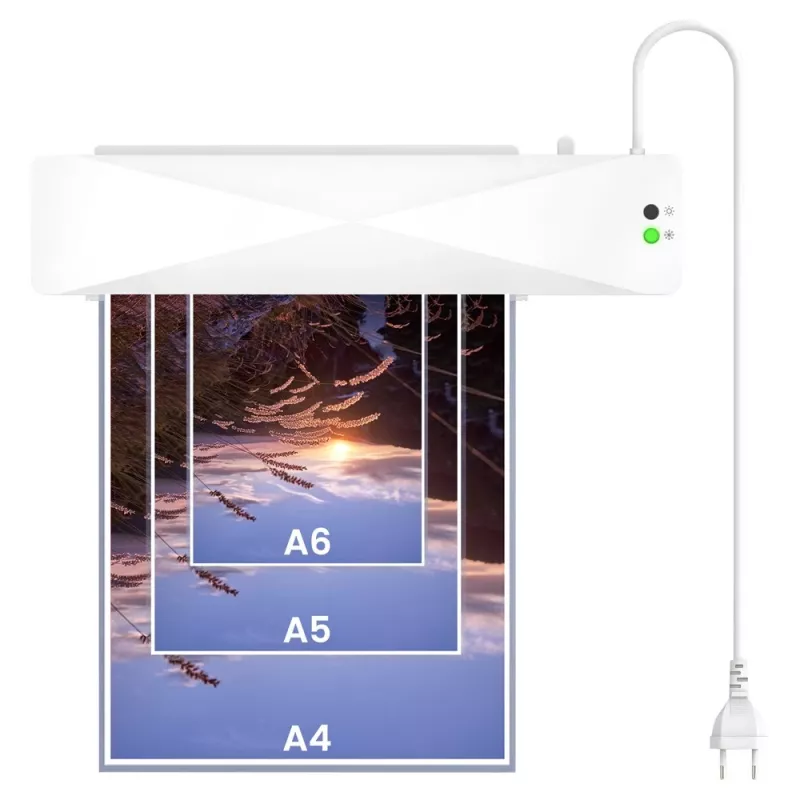 Plastificadora en frío/calor SAVIO LR-01/W — ancho máx. 230 mm, 320 mm/min, 300 W, blanca