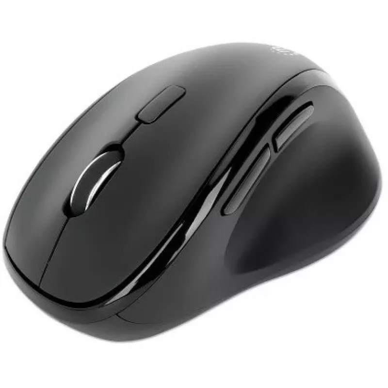 Manhattan Ratón inalámbrico ergonómico, para diestros, 800/1200/1600 dpi ajustables, 2,4 GHz (hasta 10 m), seis botones con rueda de desplazamiento, receptor combo USB-A y USB-C, negro, pila AA (incluida), tres años de garantía