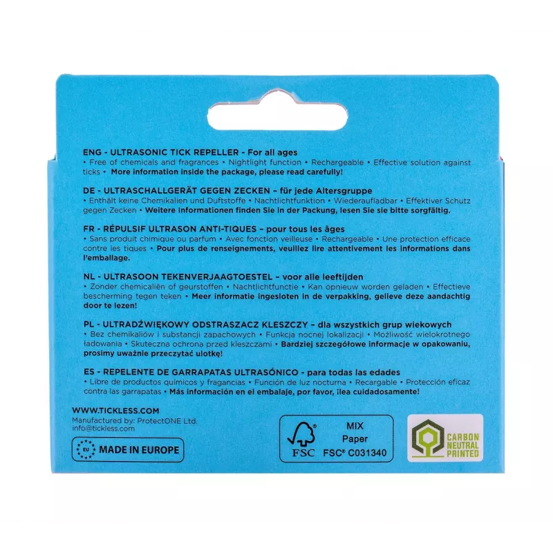 Tickless Run azul repelente de garrapatas para personas