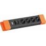 Regleta de enchufes Bachmann CONNECTUS con 4 tomas CEE 7/3, 1 interruptor, cable de 2,0 m, conector CEE7/7, negro/naranja