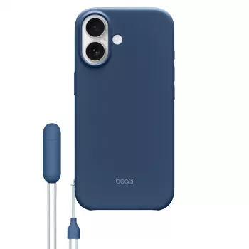 Funda con soporte para iPhone 17 de Apple Beats — MagSafe, control de cámara, policarbonato/microfibra, azul, compatible con 6,3