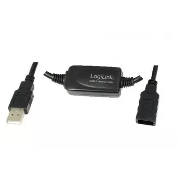 Cable USB LogiLink 15M USB 2.0 M/F negro