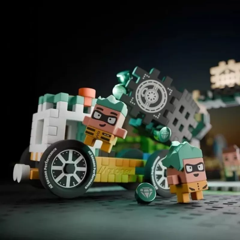 Bloques de construcción MARIOINEX Mini Waffle City atraco al banco, 148 piezas