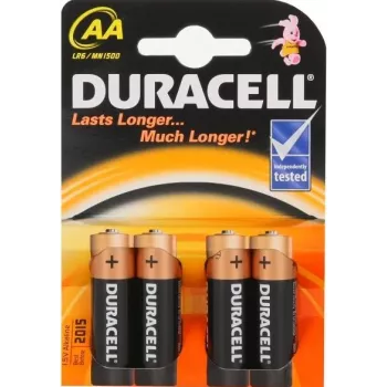 Pila alcalina desechable Duracell AA LR6 1,5 V, pack de 4