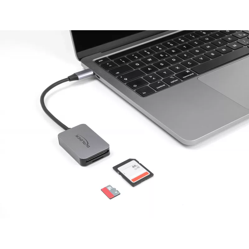 Lector de tarjetas DeLOCK USB Type-C aluminio SD Micro SD 5000 Mbit/s