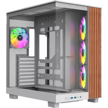 Caja de PC Thermaltake View 380 XL WS ARGB blanco nieve — Torre Midi, soporte ATX, con ventana