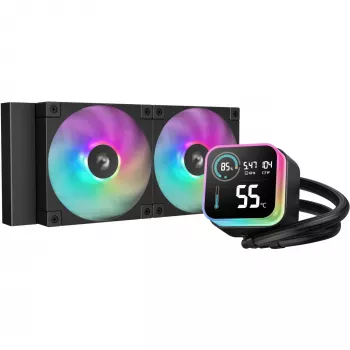 Kit de refrigeración líquida DeepCool LQ240 — radiador de 240 mm, 2 ventiladores PWM de 120 mm, RGB, tubo de 41 cm, radiador de aluminio, negro