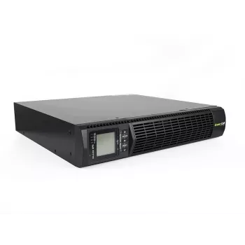 Sistema de alimentación ininterrumpida Green Cell UPS13 — SAI online de doble conversión, 1000 VA / 900 W, onda senoidal pura, 6 salidas AC, LCD, 2 baterías de 12V 9Ah