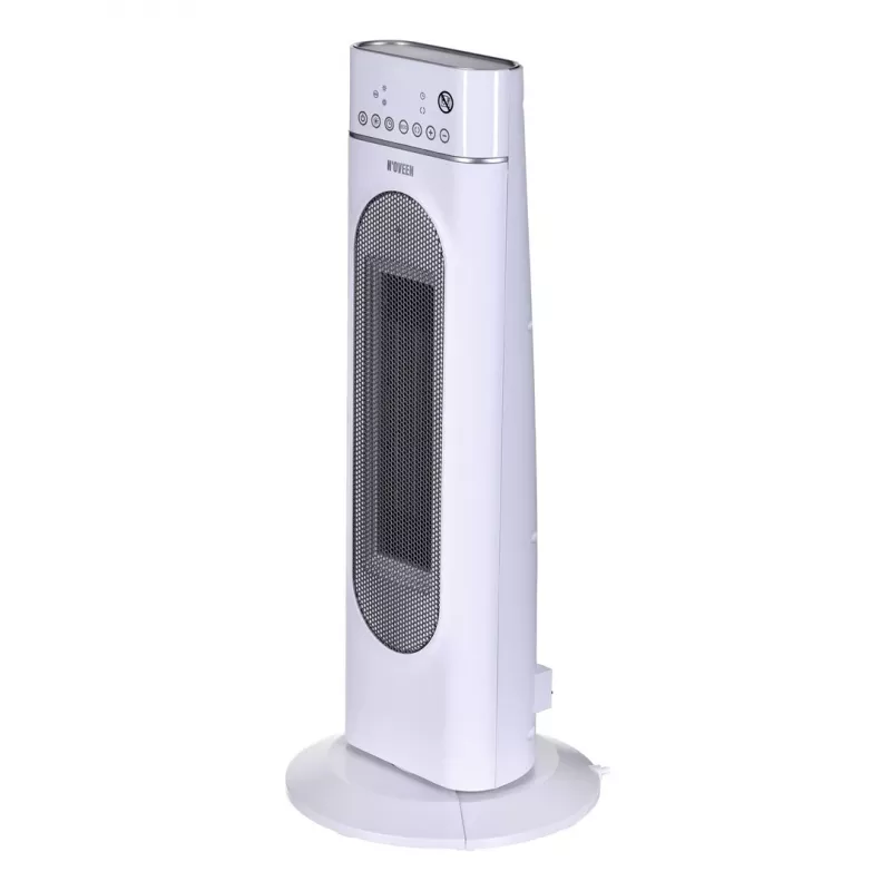 Calefactor cerámico eléctrico NOVEEN PTC3000, 2000 W (1200 W mín.), indicador LED, temporizador, mando a distancia, oscilación, blanco