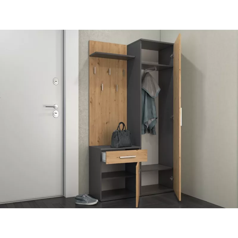 Armario recibidor Top e shop GARD DUO ANT/ART KPL — 2 puertas batientes, tablero de partículas, 1000×350×1800 mm