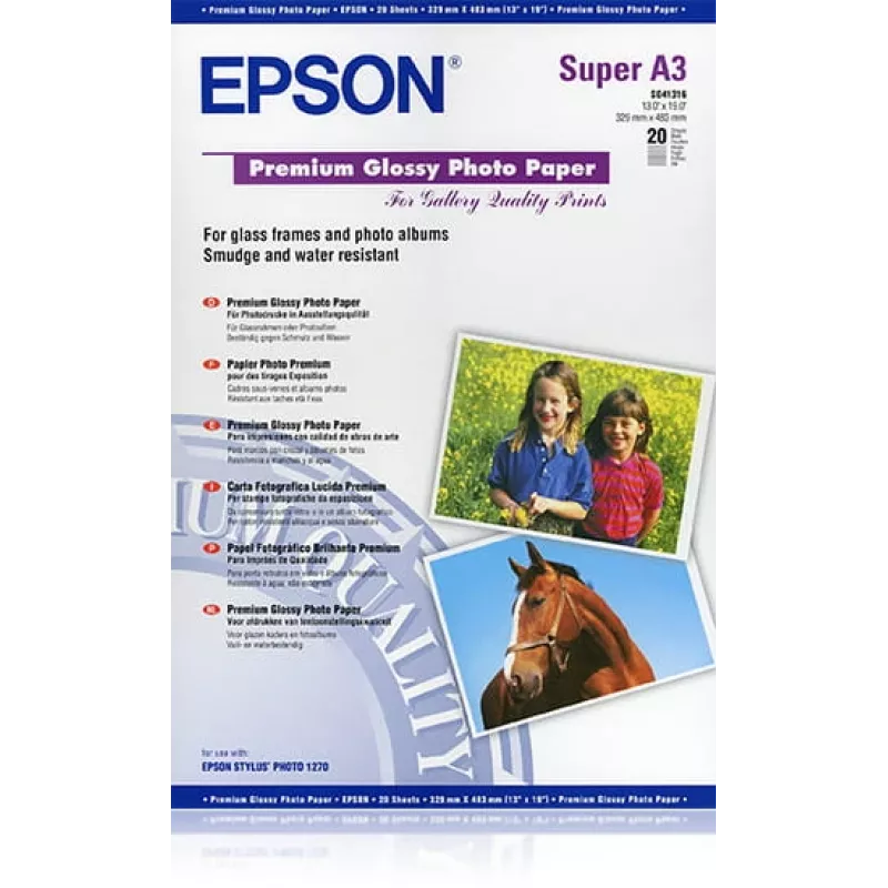 Epson Papel fotográfico brillante Premium, DIN A3+, 250g/m², 20 hojas