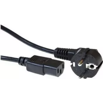 Cable de alimentación ACT conector CEE 7/7 (acodado) - C13 negro 10 m