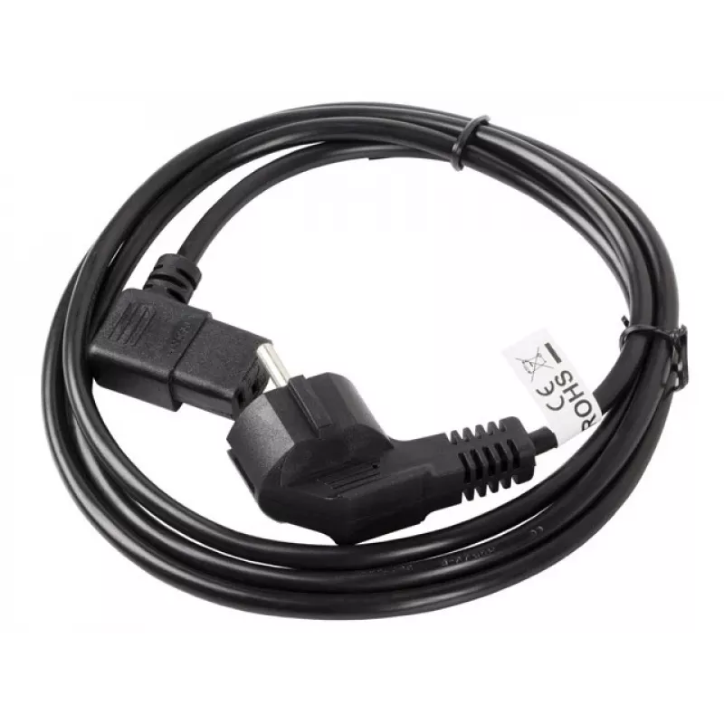 Cable de alimentación LANBERG CA-C13C-12CC-0018-BK, 2 m, conector hembra C13 a CEE7/7, negro, C13 en ángulo